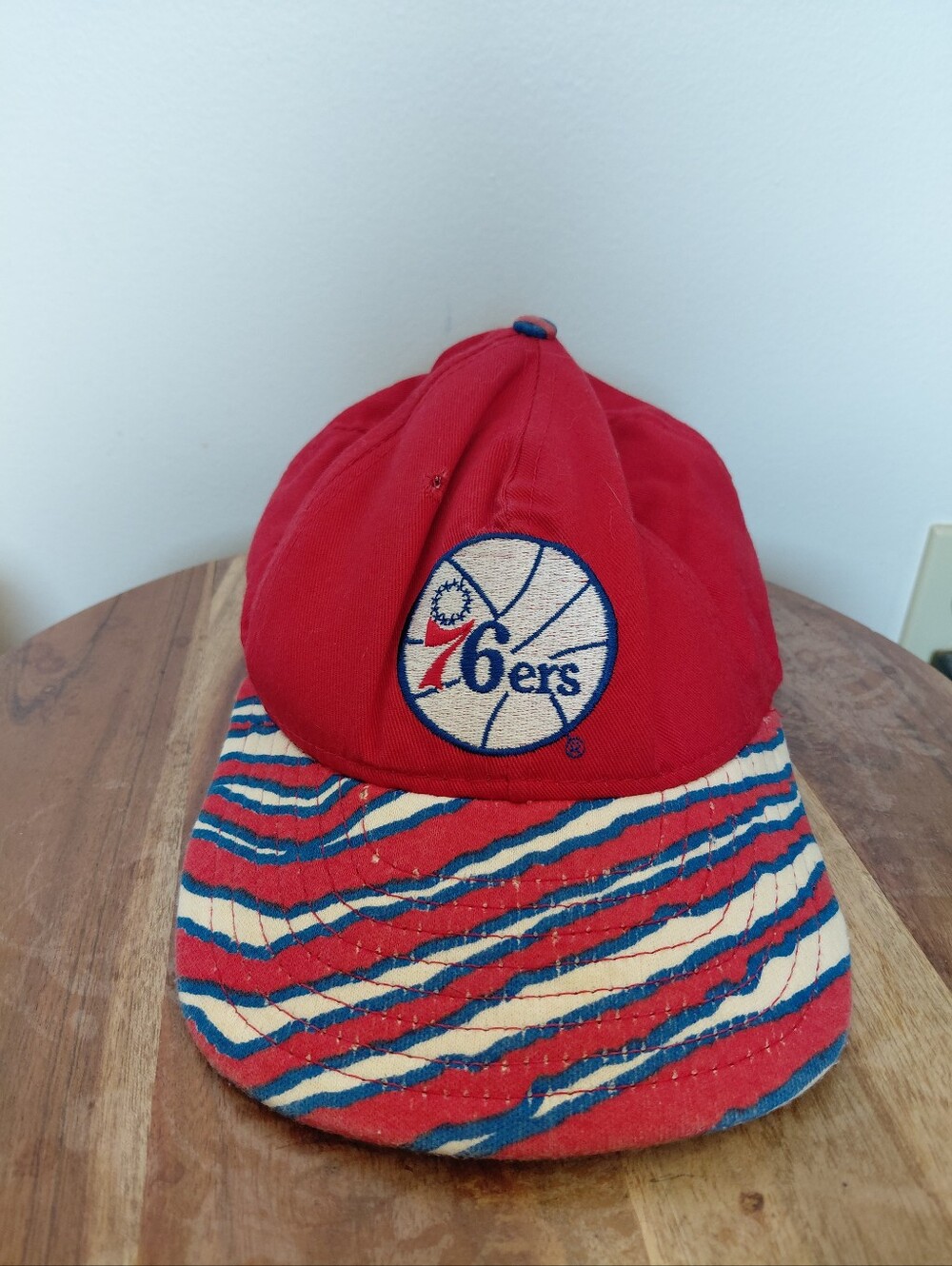 VINTAGE 90's NBA Philadelphia 76ers Zubaz Style Zebra Pattern Red Hat OS